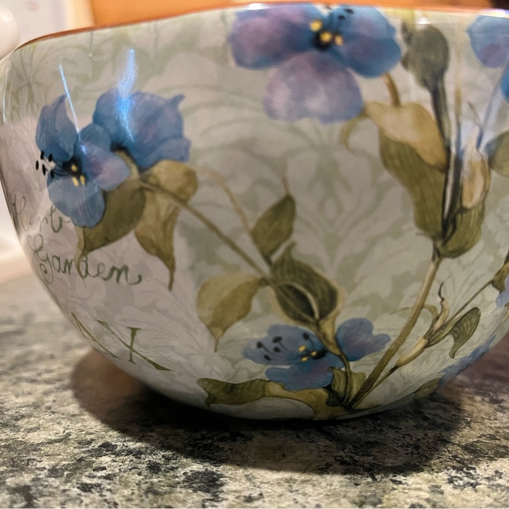 Certified International Floral Ceramic Bowl with Blue and Green